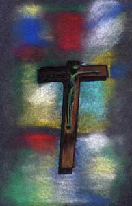 Chalk drawing of crucifix at St. George's